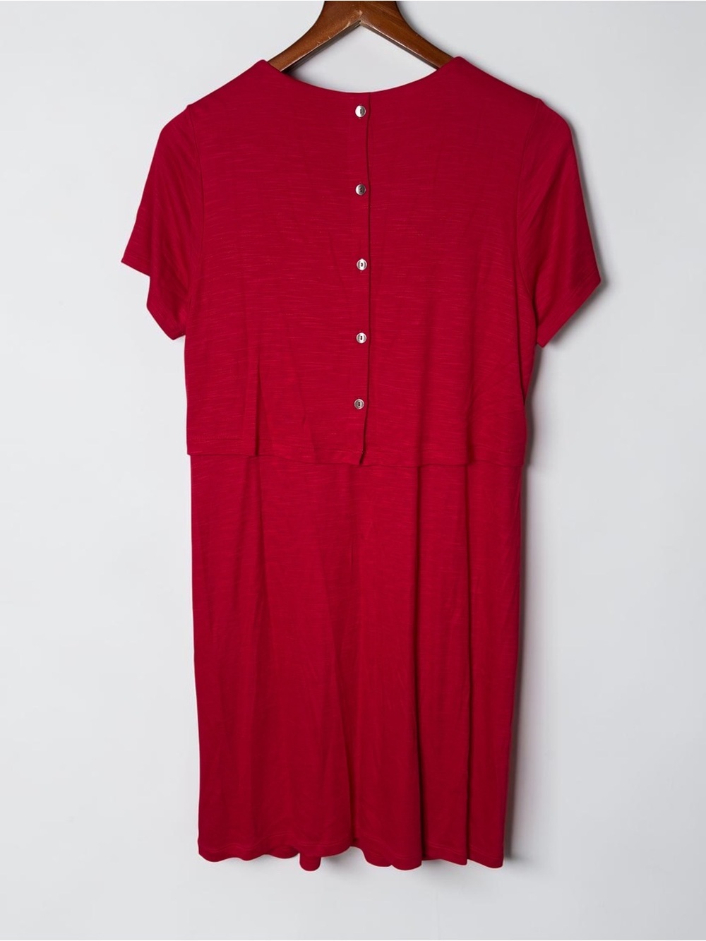 J Jill Layered Jersey Knit Dress Medium Petite MP Red Pockets Ultra Soft Knit - Picture 4 of 11